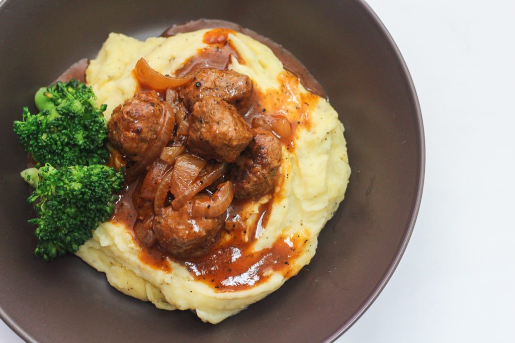 Salisbury Meatballs and Mashed Potatoes