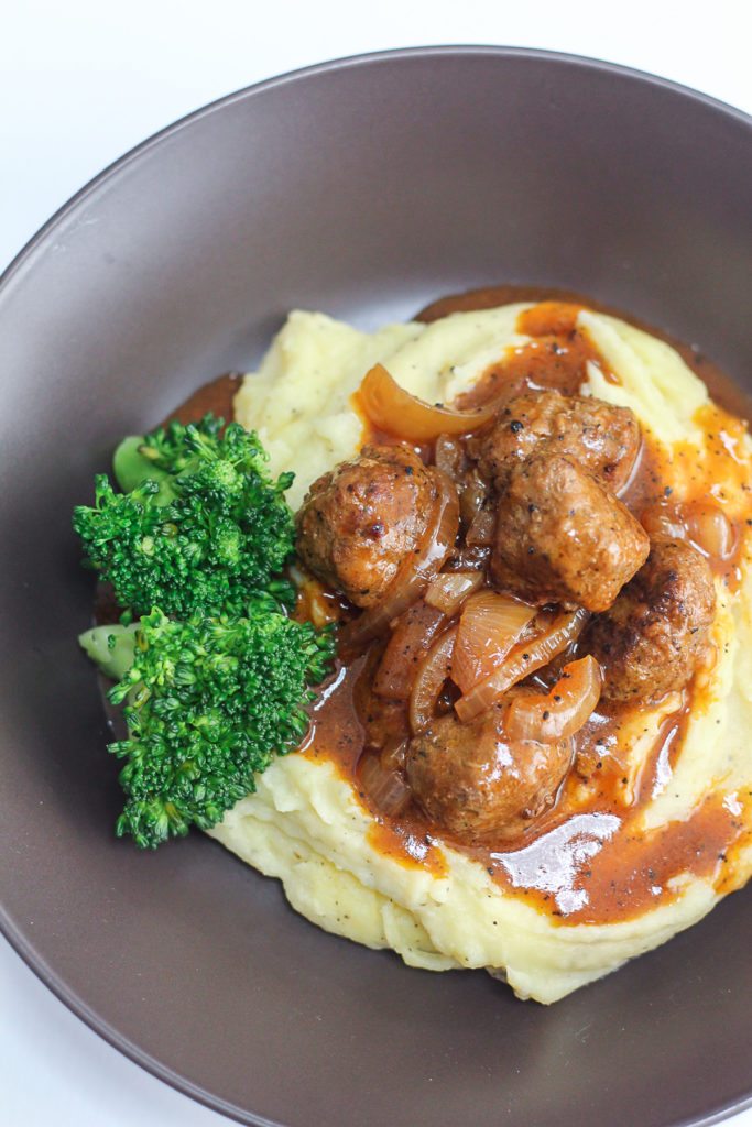 Salisbury Meatballs and Mashed Potatoes