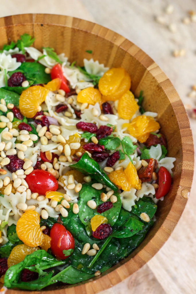 Farfalle with Spinach and Orange Salad